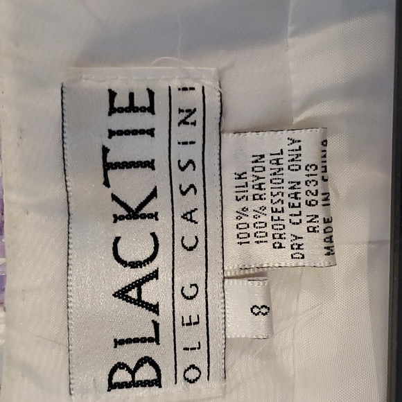 Vintage Rare Oleg Cassini Black Tie Pink Sequined Silk Jacket , Size 8 - Picture 2 of 5